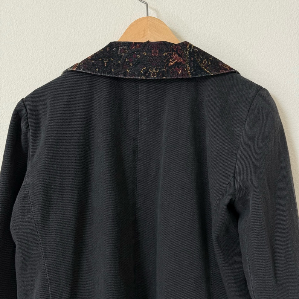 Free People We the Free Printed Collar Black Reid Smoking Jacket Blazer XS - Picture 9 of 17